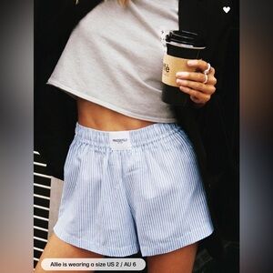 Princess Polly High Waist Blue Striped Shorts